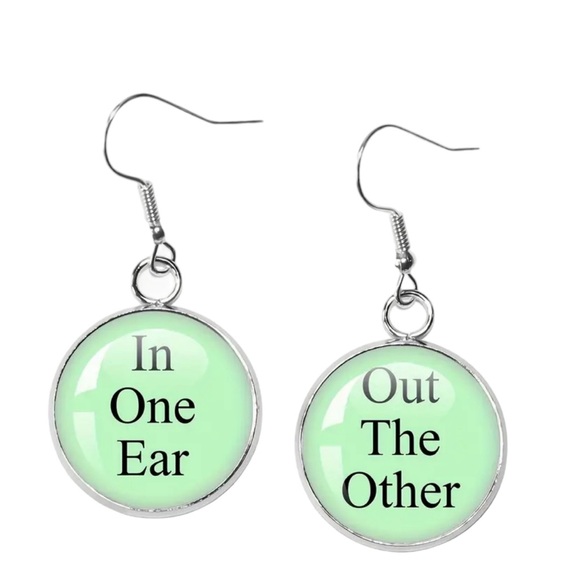 Bubble Style Fun Green and Silver Drop Earrings - Picture 4 of 4